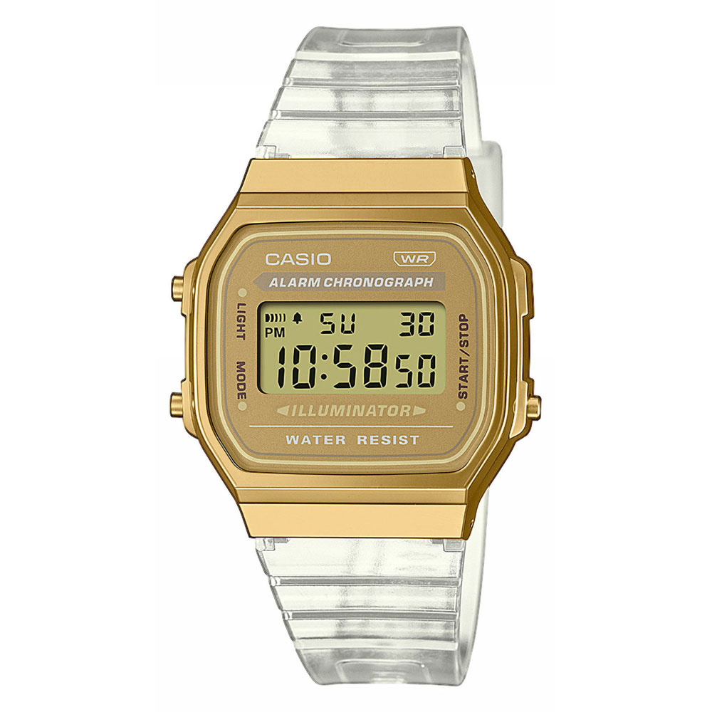 A168XESG-9A — golden case with translucent band